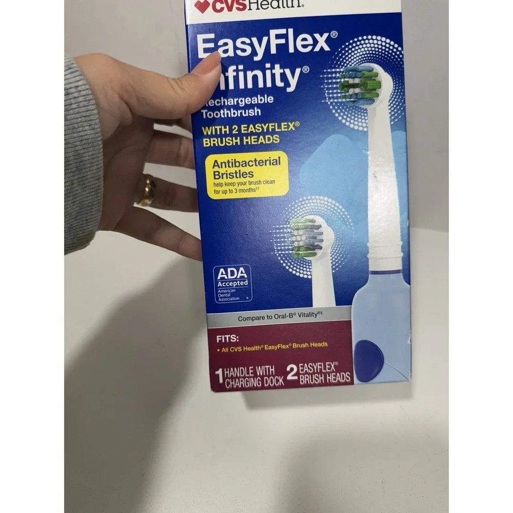 CVS‎ Easy Flex Infinity Rechargeable Toothbrush With 2 EasyFlex Brush Heads New